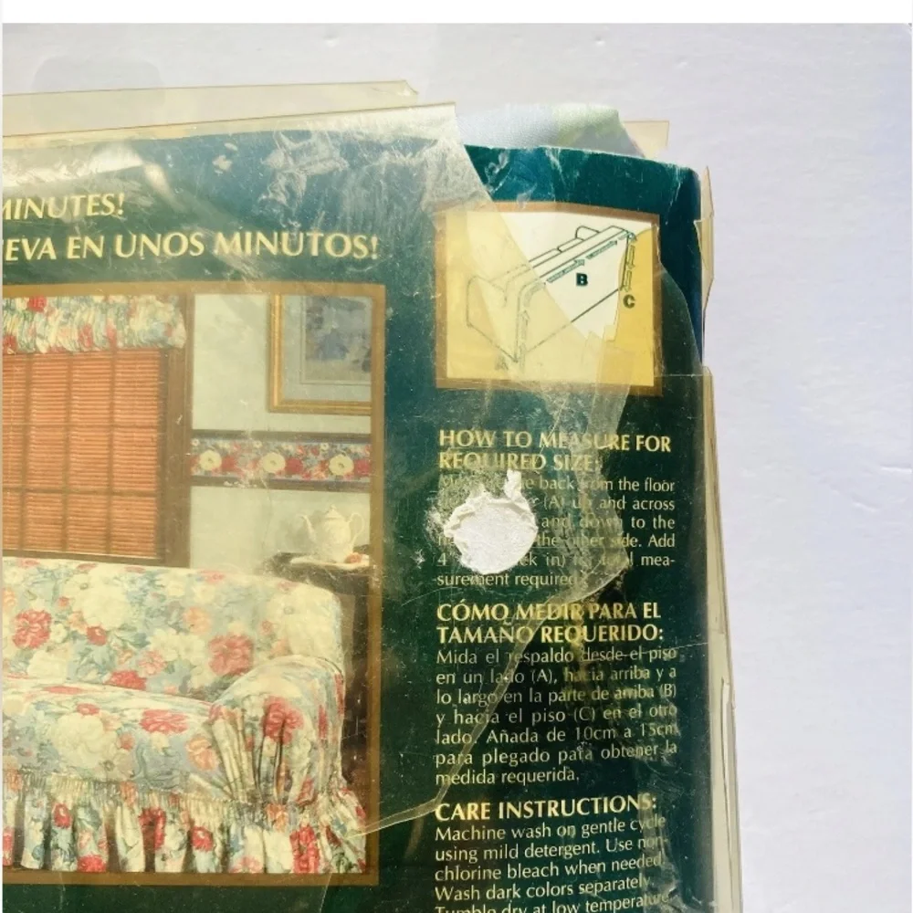 Gloria Vanderbilt Fabric Chair Cover Slipcover Floral 90 x 100” Vintage USA New